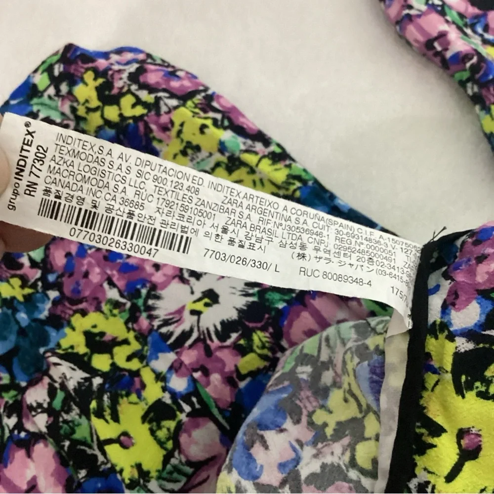 Zara Women Large Wide Leg Floral Print Culotte Pants with Pockets & Side Zip